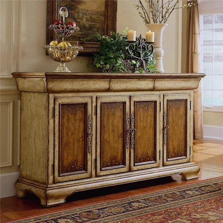 Antique Style Credenza with Wine Storage